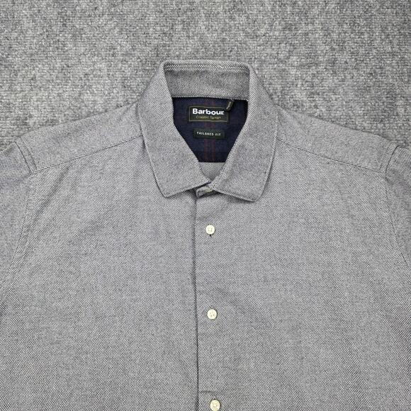 Barbour Shirt Mens Medium Gray Tailored Fit Sween Long Sleeve Button Up Casual - Picture 12 of 16